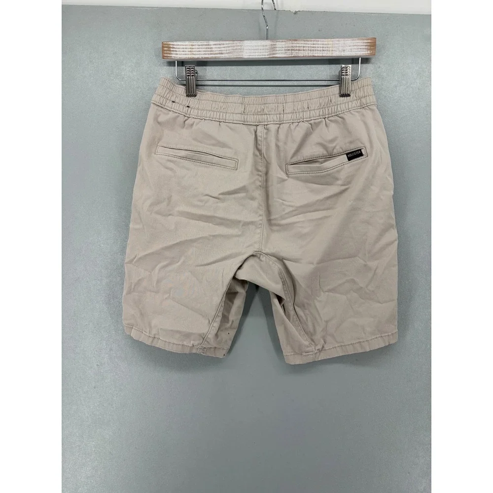 Hollister Mens Jogger Shorts Khaki Tan Elastic Waist Drawstring S‎